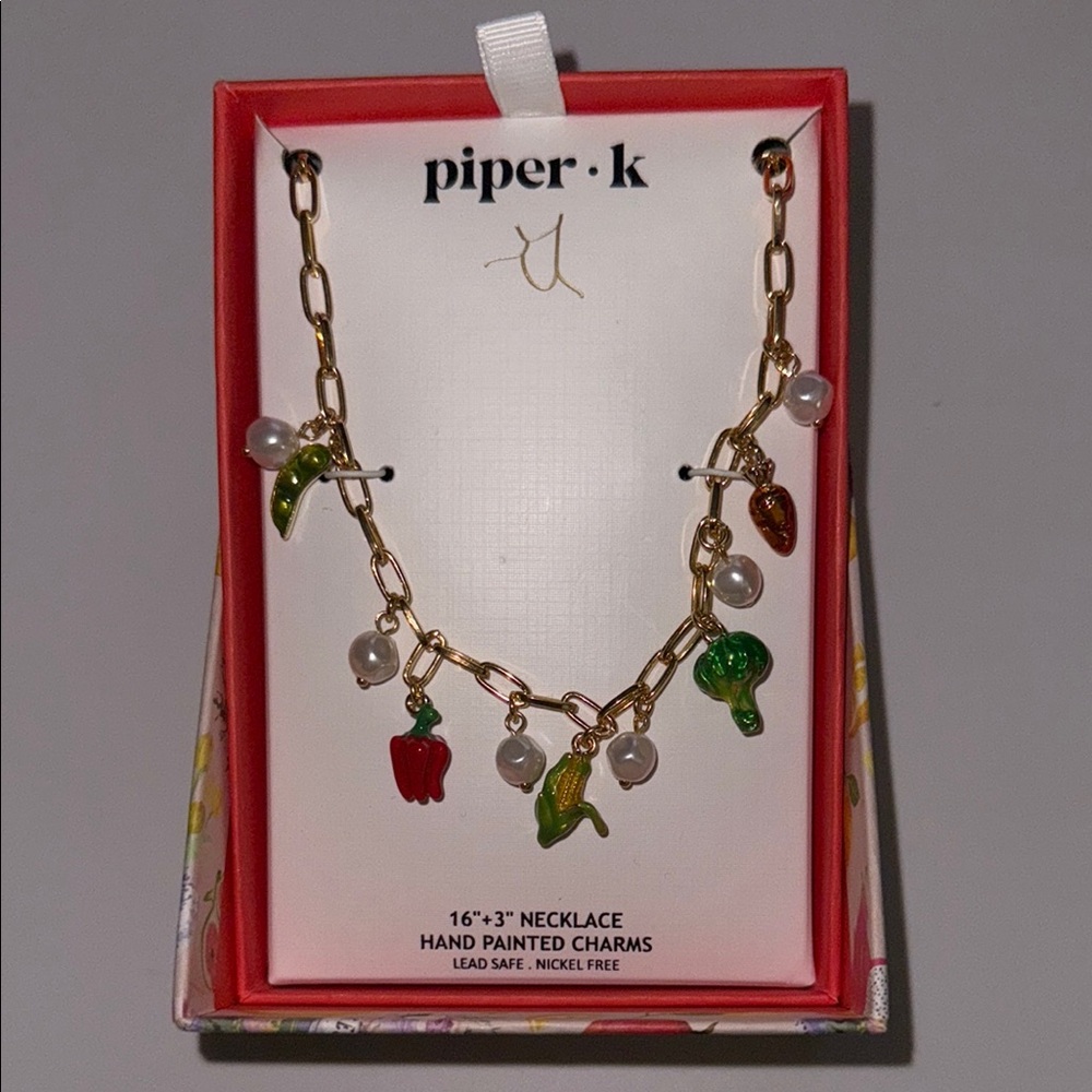 NIB piper k Veggie hand painted charms necklace